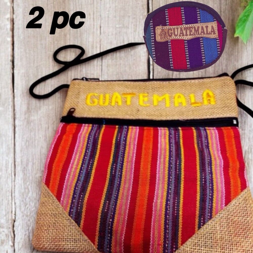 Authentic 2pc Made In Guatemala Crossbody & Coin (Bag) Pouch  Morales Típicos